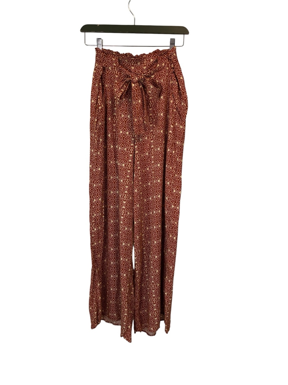 Patrons of Peace Pants Wide Leg Tie Waist Pockets Boho Transitional Rust Beige S